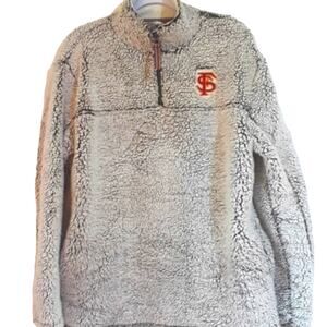 Florida State Womens Sz L 1/4 Zip Embroidered Logo Fleece Gray Top